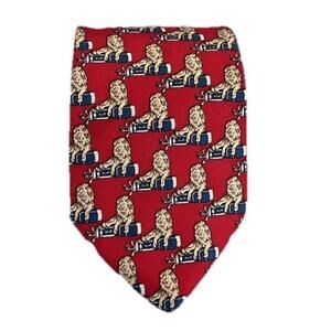 Brooks Brothers Makers Men Tie Red Lions Golf Clubs Print Silk Necktie 3.75” USA